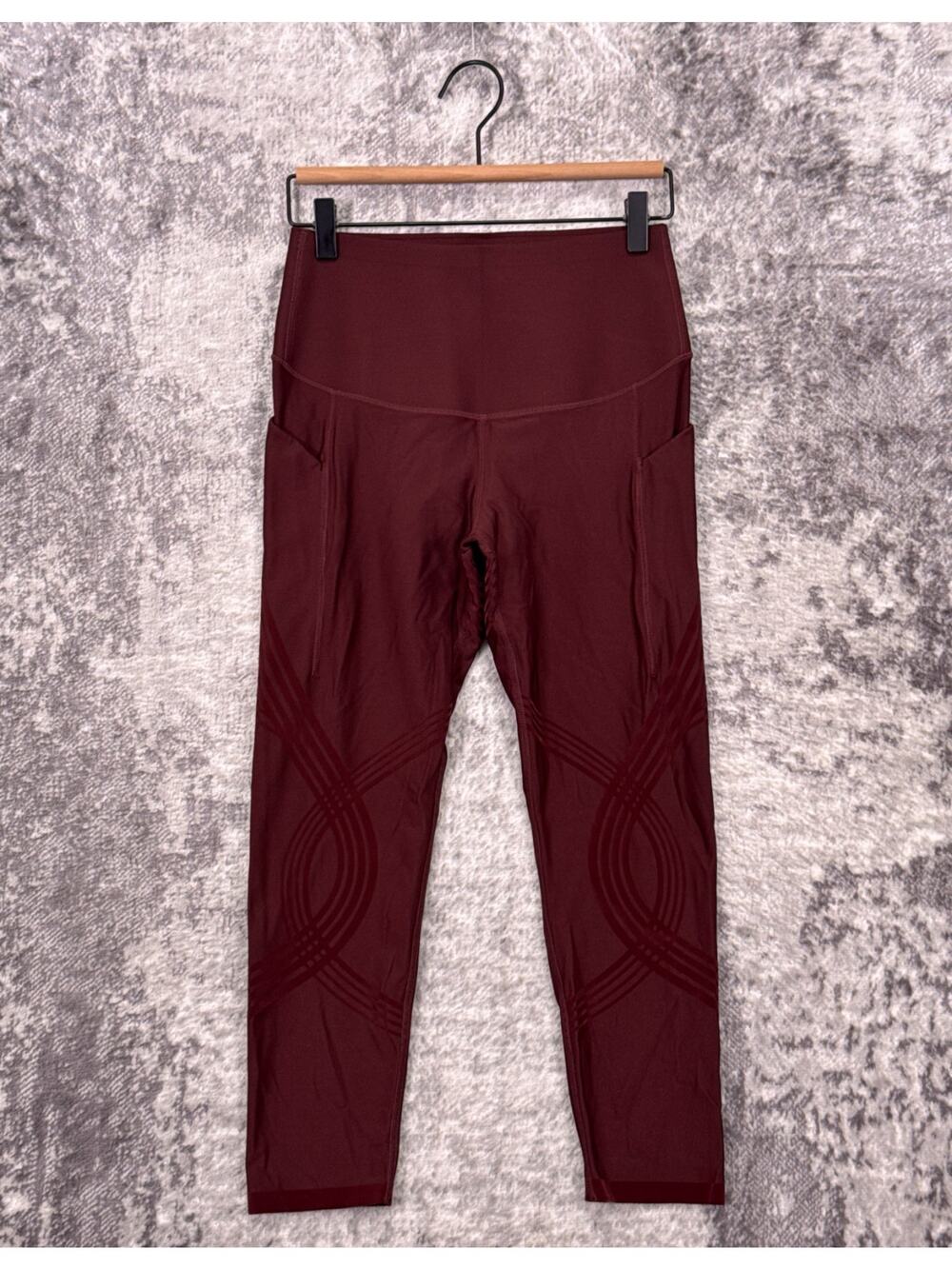 Fanka Body Sculpt Leggings Small Womens Burgundy Red Crop Reversible